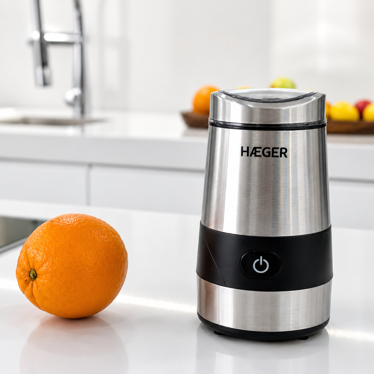 Rasnita HAEGER AROMA, Capacitate 60g, Putere 200W, Lama inox de mare performanta, Sistem de siguranta cu capac, Argintiu [2]