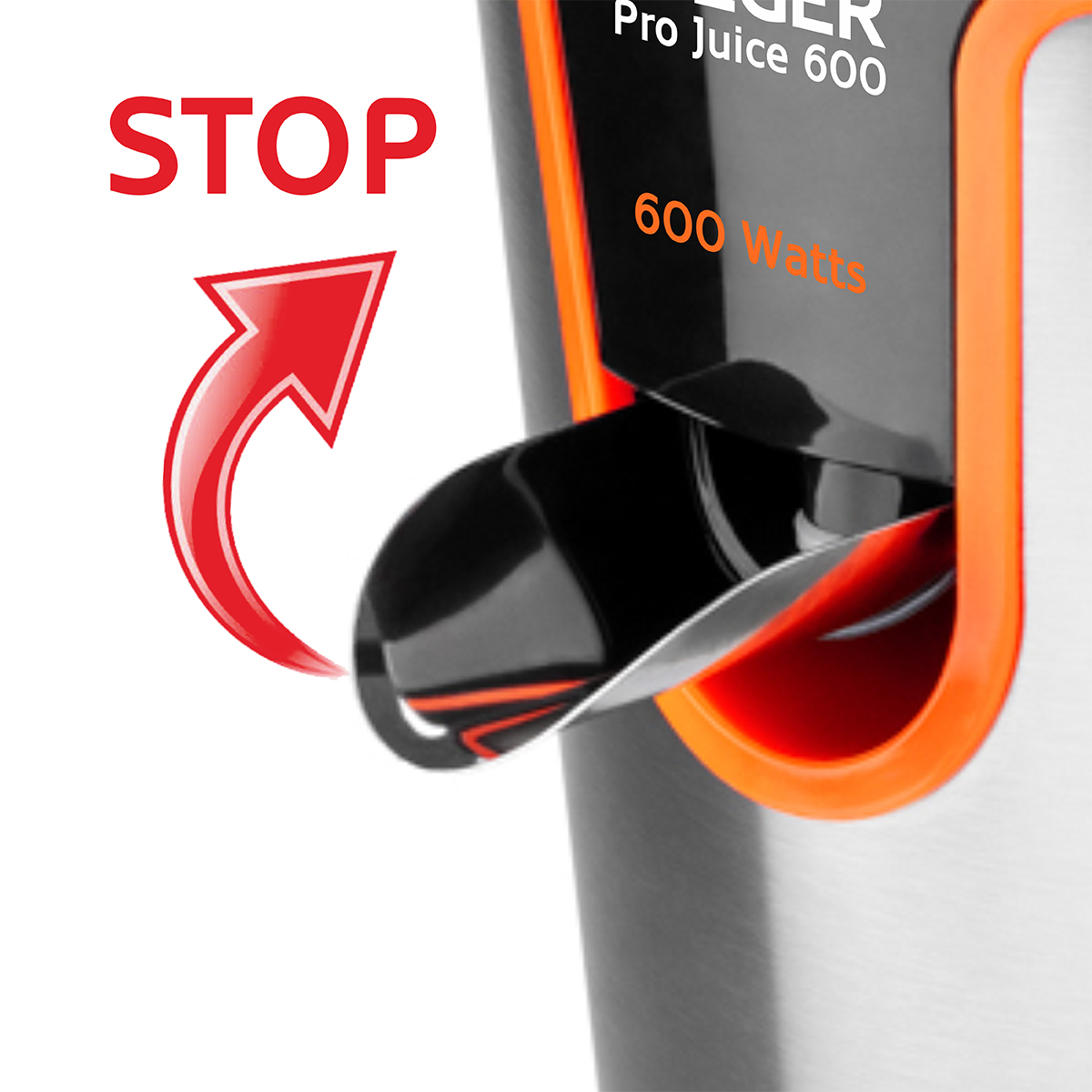Storcator de fructe HAEGER PRO JUICE 600, Corp din inox, Putere 600W, Sistem anti-picurare, Functionare silentioasa, Argintiu [2]