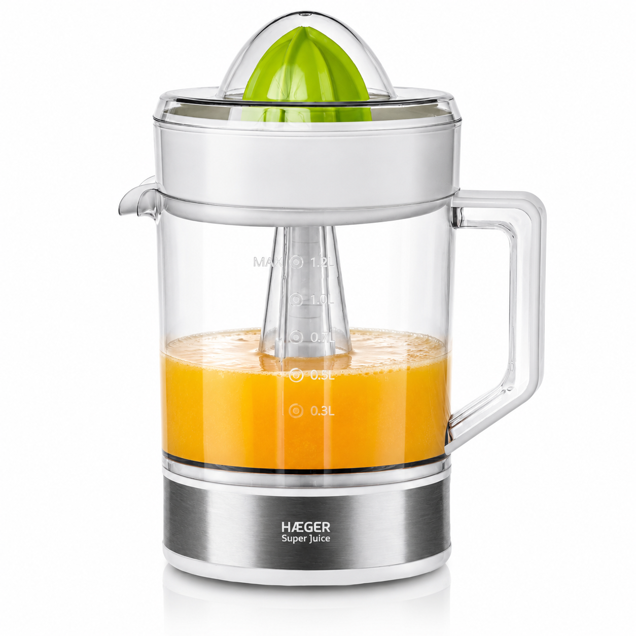 Storcator de fructe HAEGER SUPER JUICE, Capacitate 1.2L, Putere 40W, Bidirectional, Selector Pulpa, Alb [1]