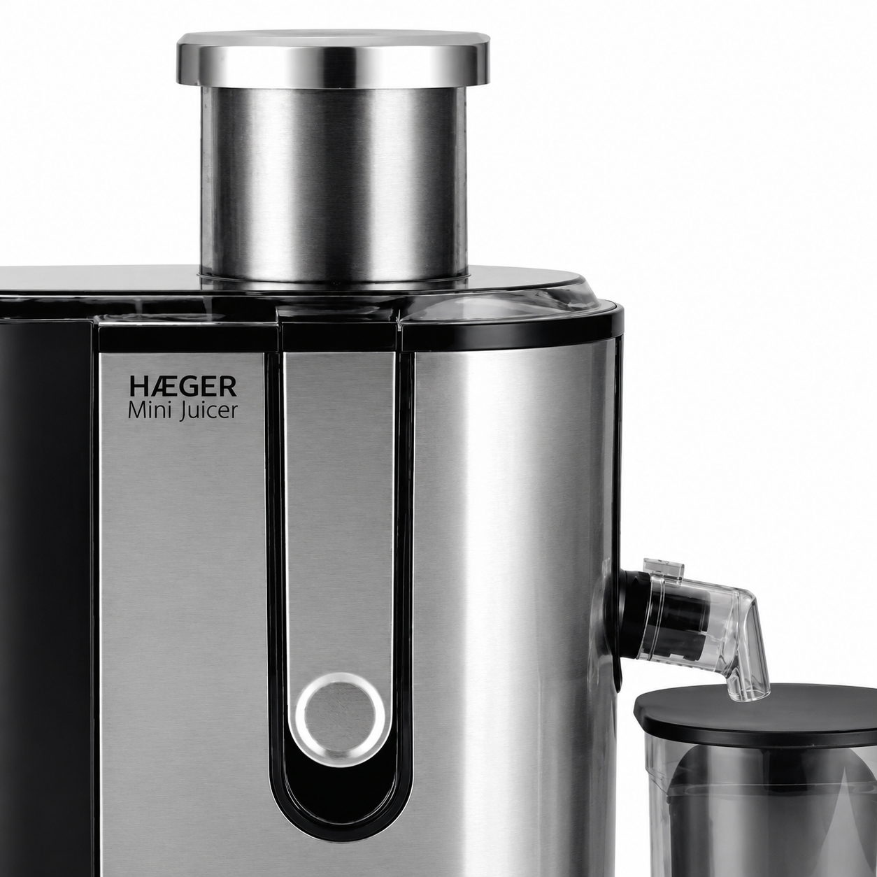 Storcator de fructe si legume HAEGER MINI JUICER, Rezervor pulpa 1.3L, Rezervor suc 450 ml, 2 trepte de viteza, Putere 600W, Sistem anti-picurare, Corp inox usor de dezasamblat, Argintiu [3]