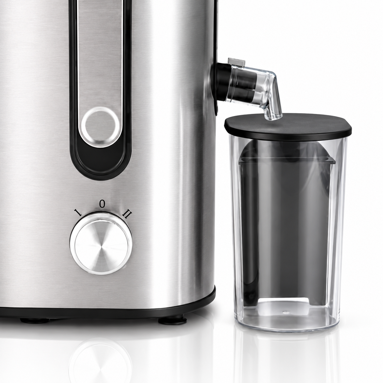 Storcator de fructe si legume HAEGER MINI JUICER, Rezervor pulpa 1.3L, Rezervor suc 450 ml, 2 trepte de viteza, Putere 600W, Sistem anti-picurare, Corp inox usor de dezasamblat, Argintiu [4]