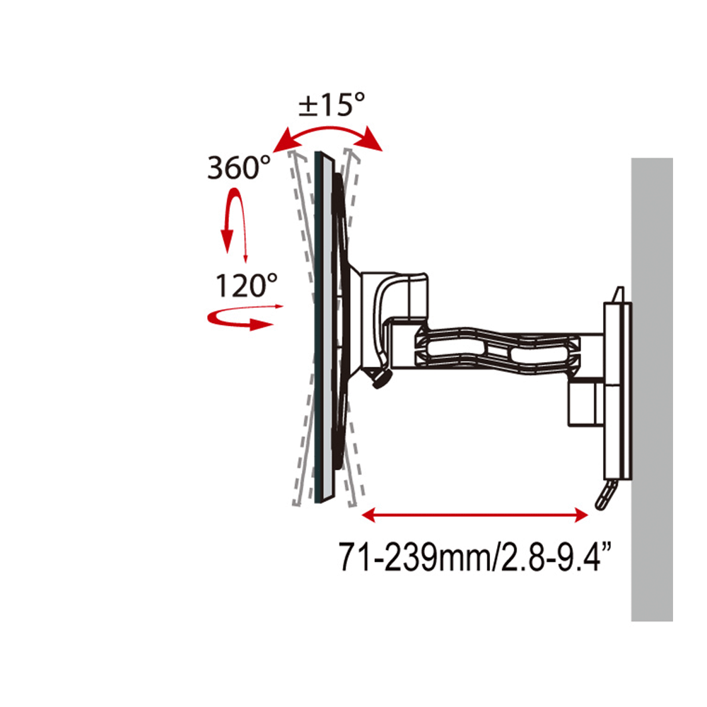 Suport TV HAEGER DOUBLE TILT & SWIVEL, Compatibil cu diagonale 17-37 inch, Brat dublu, Inclinare si rotire, Standard VESA universal [1]