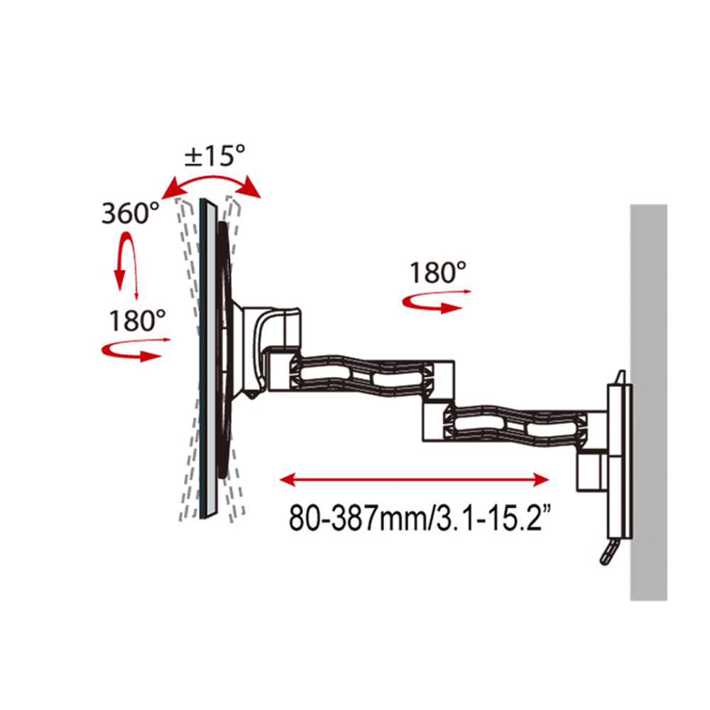 Suport TV HAEGER TRIPLE TILT & SWIVEL, Compatibil cu diagonale 19-55 inch, Brat triplu, Inclinare si rotire, Standard VESA universal [1]