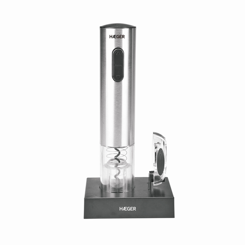 Tirbuson electric HAEGER LUCCA PACK reincarcabil, Corp din inox, Accesorii incluse: incarcator, taietor de capsula, pompa de vid, Cutie de lux [1]