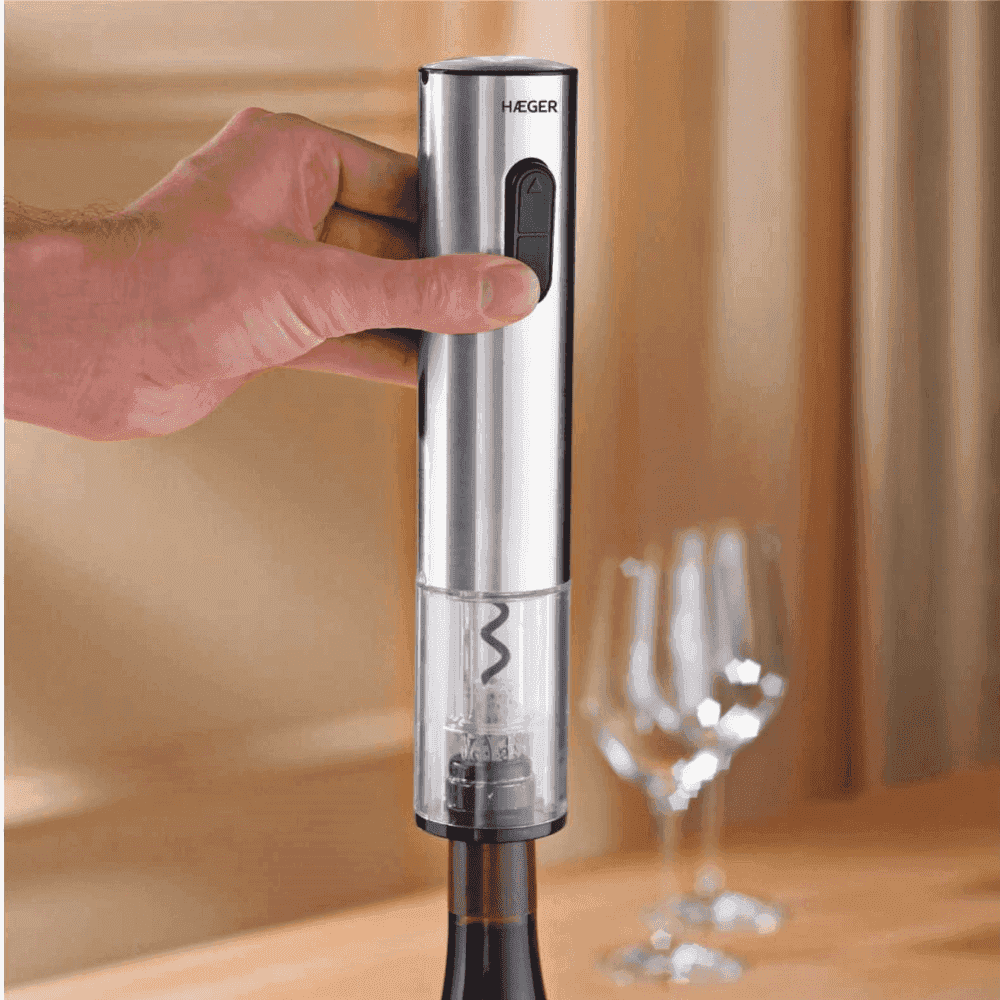 Tirbuson electric HAEGER LUCCA reincarcabil, Corp din inox, Iluminare la incarcare si la extragerea dopului, Cutie de lux inclusa [3]