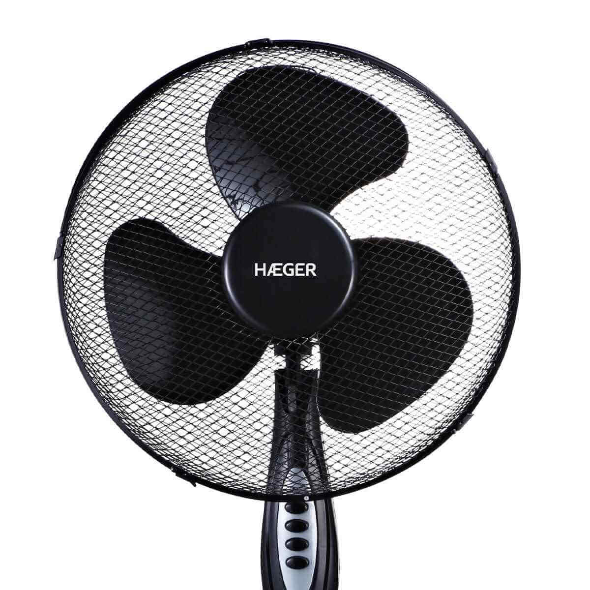 Ventilator cu picior HAEGER CROSS WIND, Diametru 40 cm, Putere 45 W, 3 viteze, Motor 100% cupru, Baza in X, Negru [1]