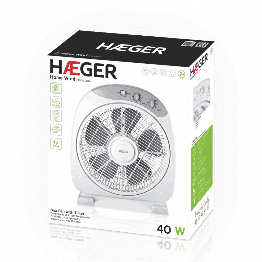 Ventilator de podea HAEGER HOME WIND, Diametru 30 cm, Putere 40 W, 3 viteze, Timer 60 minute, Flux de aer multidirectional [1]