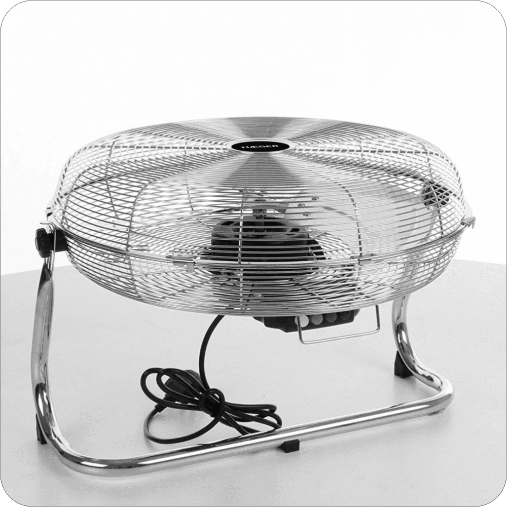 Ventilator de podea semi-industrial HAEGER NEW TORNADO, Diametru 45 cm, Putere 90 W, Corp metalic cromat, 3 viteze, Inclinare reglabila [2]
