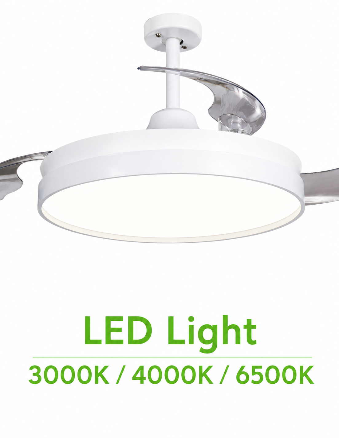 Ventilator de tavan cu iluminare LED HAEGER BRIGHT WHITE, Diametru 107 cm, Telecomanda, 6 viteze, Timer, 24 W, Silentios, Rotatie reversibila iarna/vara, Alb [2]