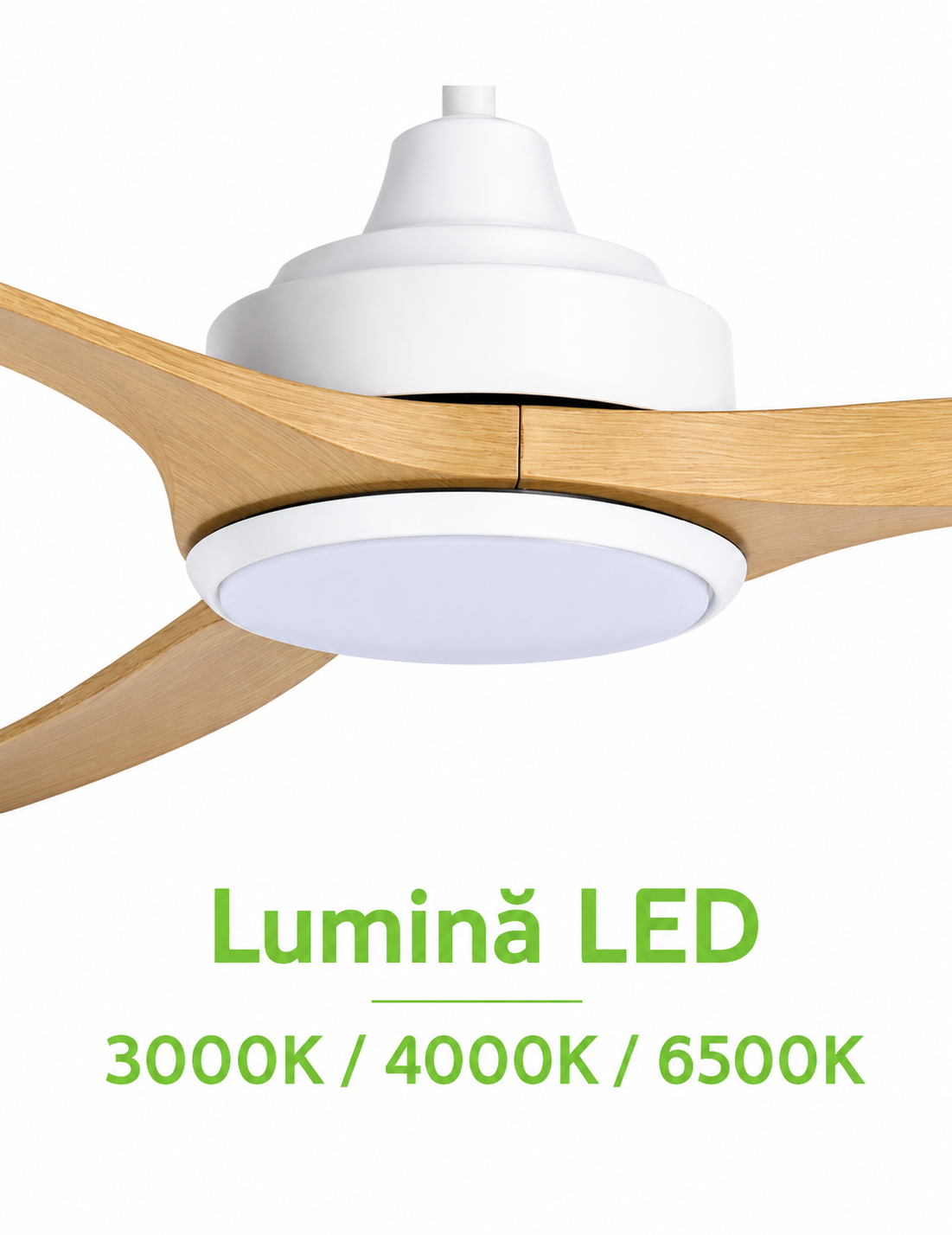 Ventilator de tavan cu iluminare LED HAEGER NATURE LIGHT PLUS, Diametru 142 cm, Telecomanda, 6 viteze, Timer, 68 W, Silentios, Rotatie reversibila iarna/vara, Lemn [3]
