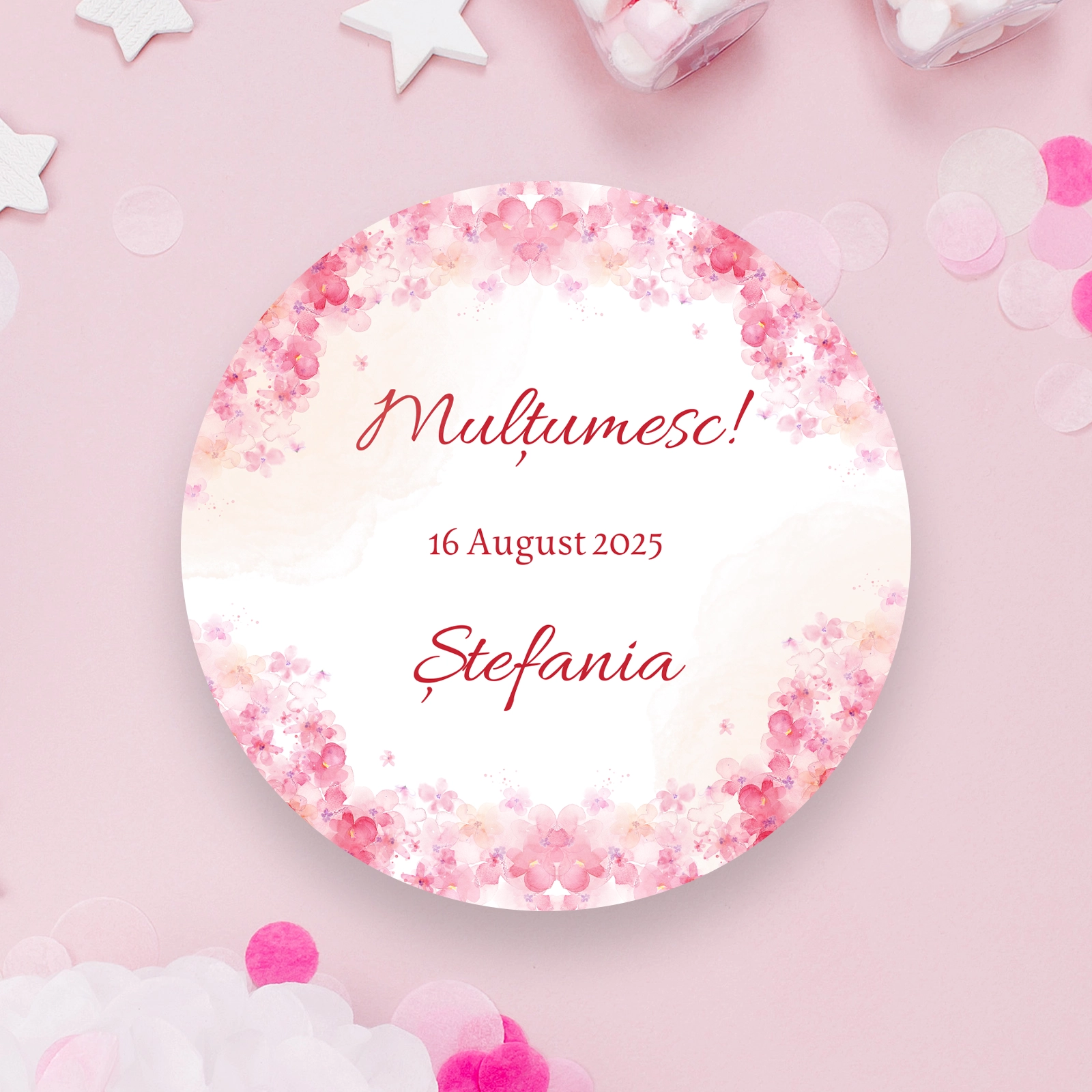 Etichete botez roz cu flori [1]