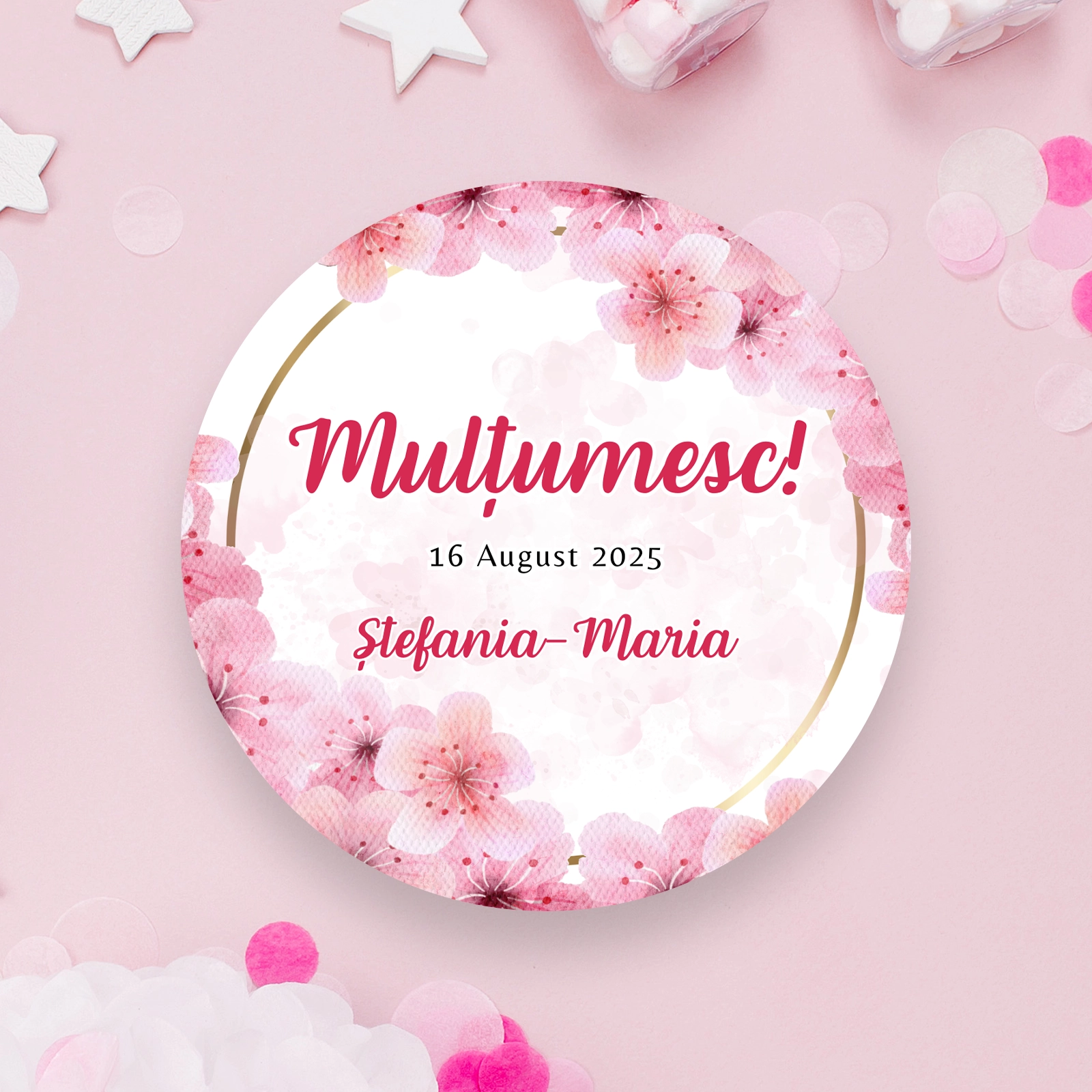 Etichete botez roz model floral [1]