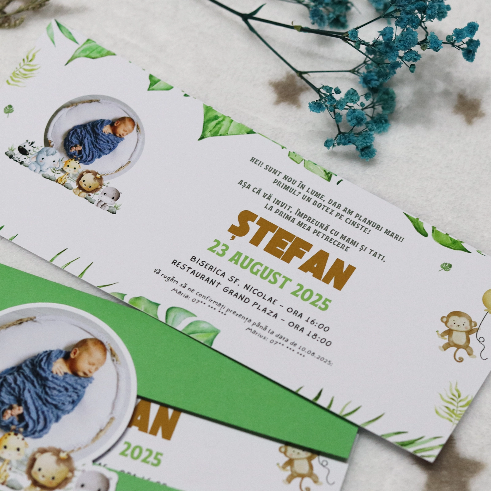 Invitație botez cu desene și poză [3]