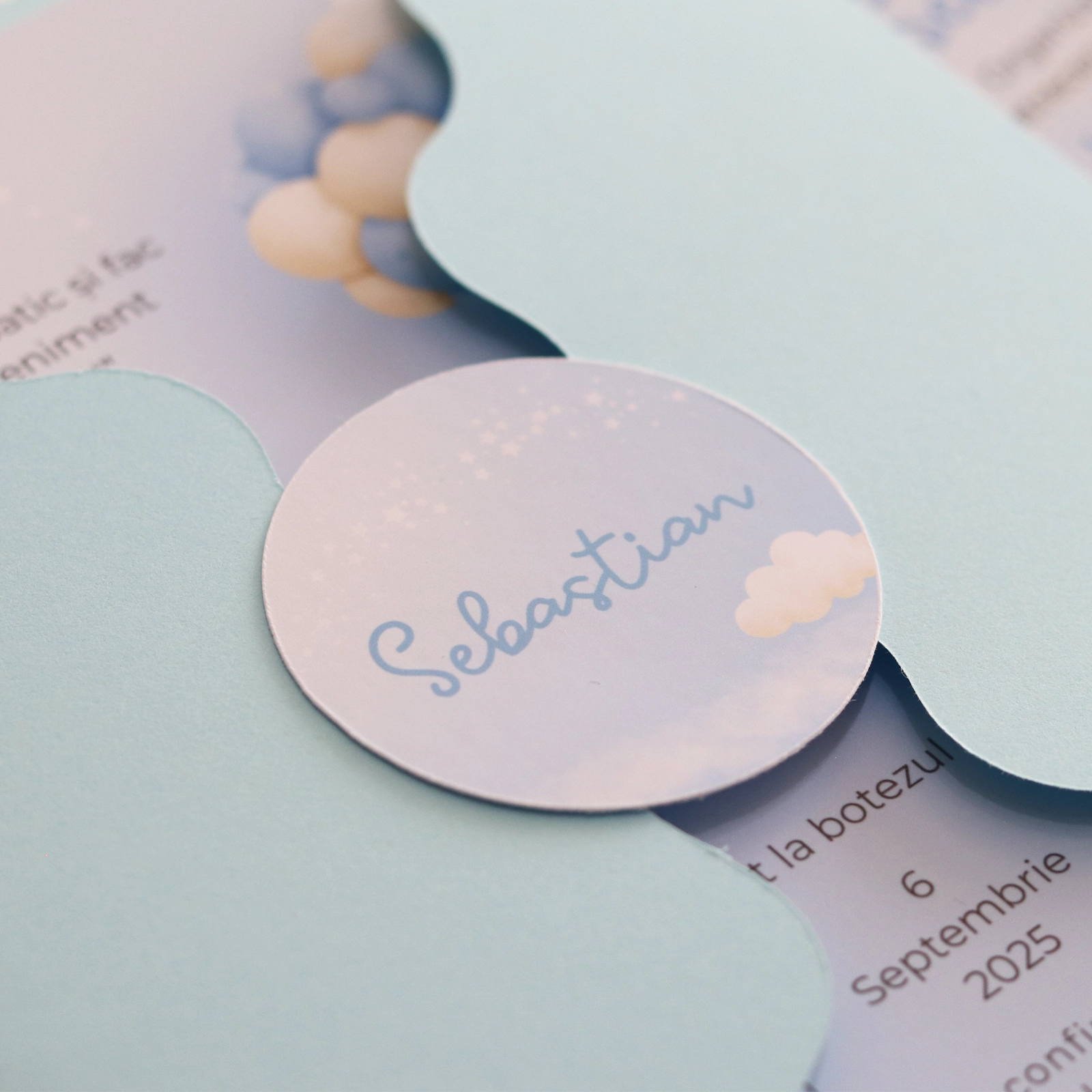 Invitație botez cu ursuleț și plic albastru [7]