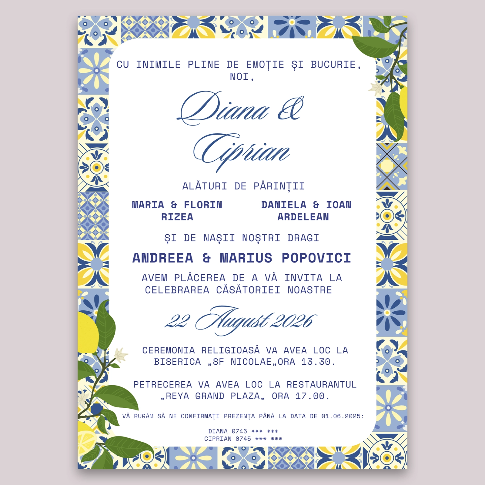 Invitație digitală nuntă „Mediterranean Blue” [2]