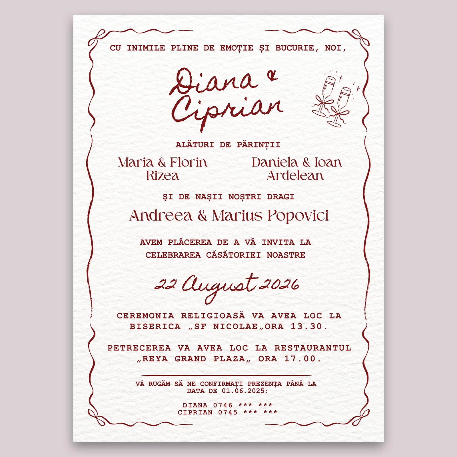 Invitație digitală nuntă, stil caligrafic elegant [2]