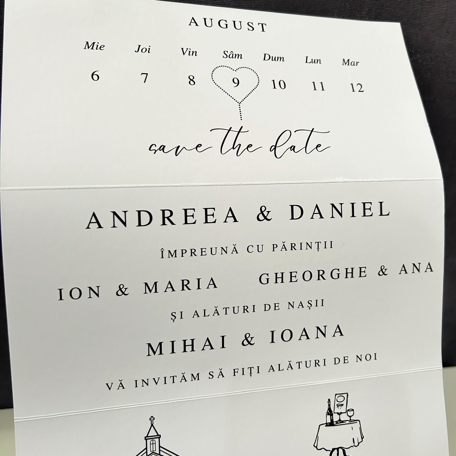 Invitație nuntă pliabilă cu calendar [4]