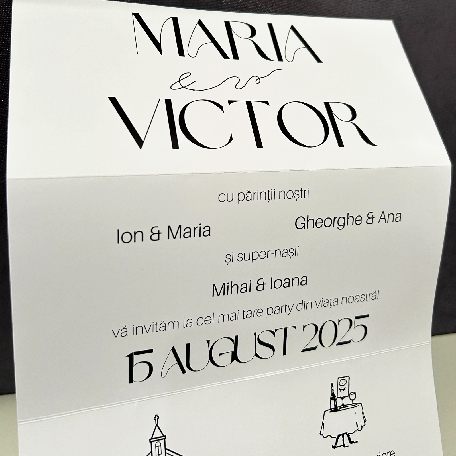 Invitație nuntă pliabilă cu nume miri [5]