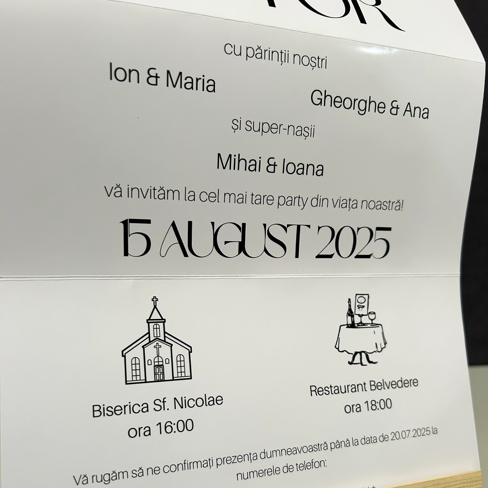 Invitație nuntă pliabilă cu nume miri [4]