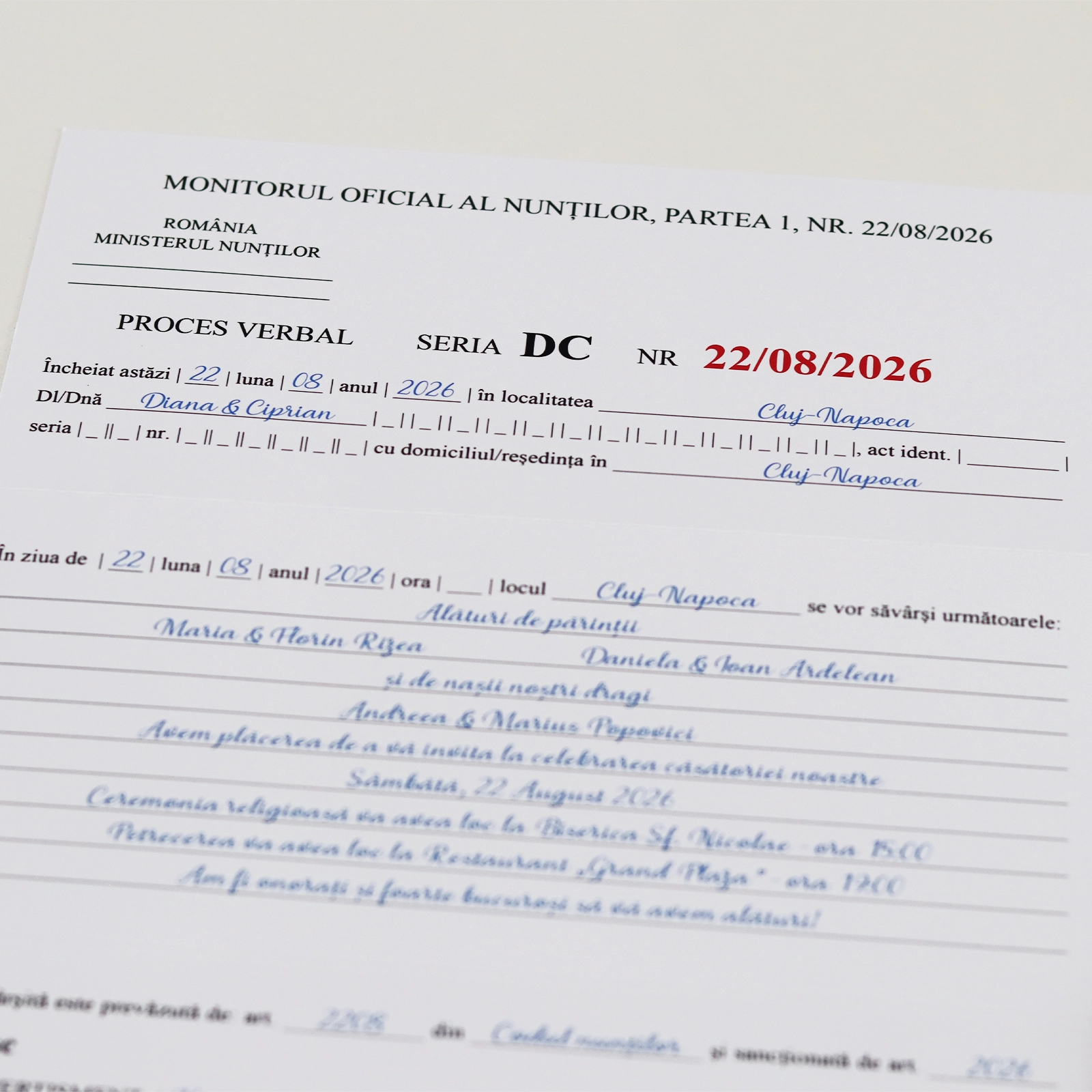 Invitație nuntă tip proces verbal/amendă/citație [5]