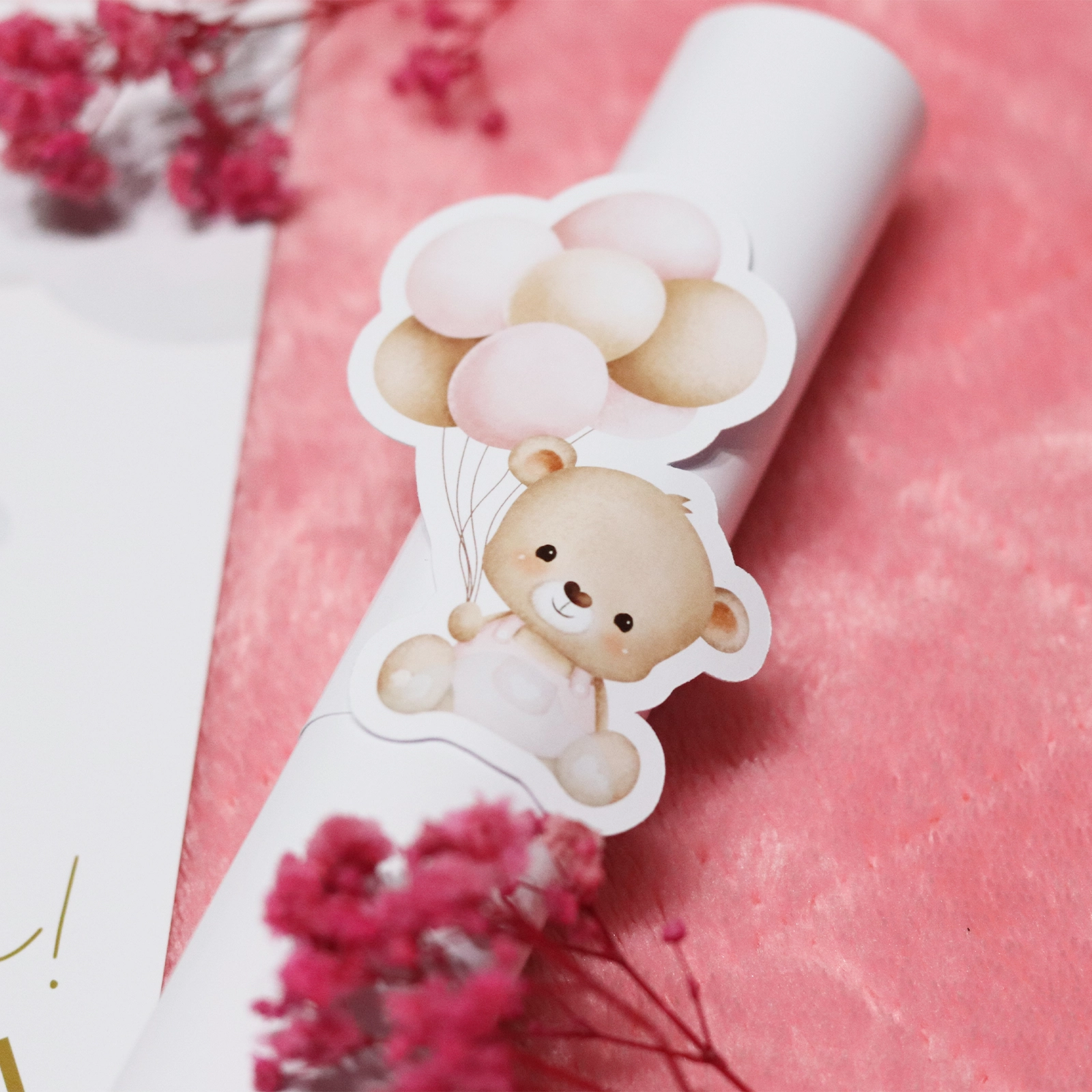 Invitație papirus botez cu ursuleț și baloane [2]