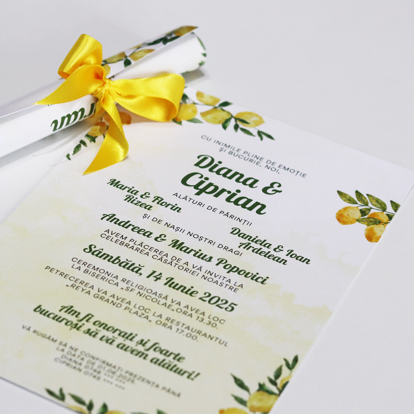 Invitație papirus nuntă cu lămâi [2]