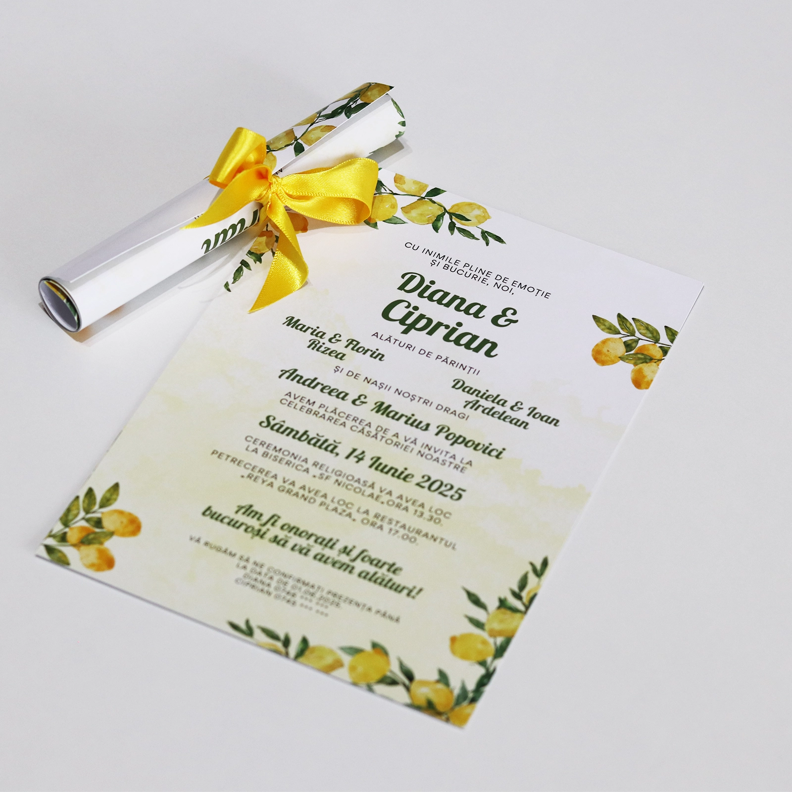 Invitație papirus nuntă cu lămâi [3]