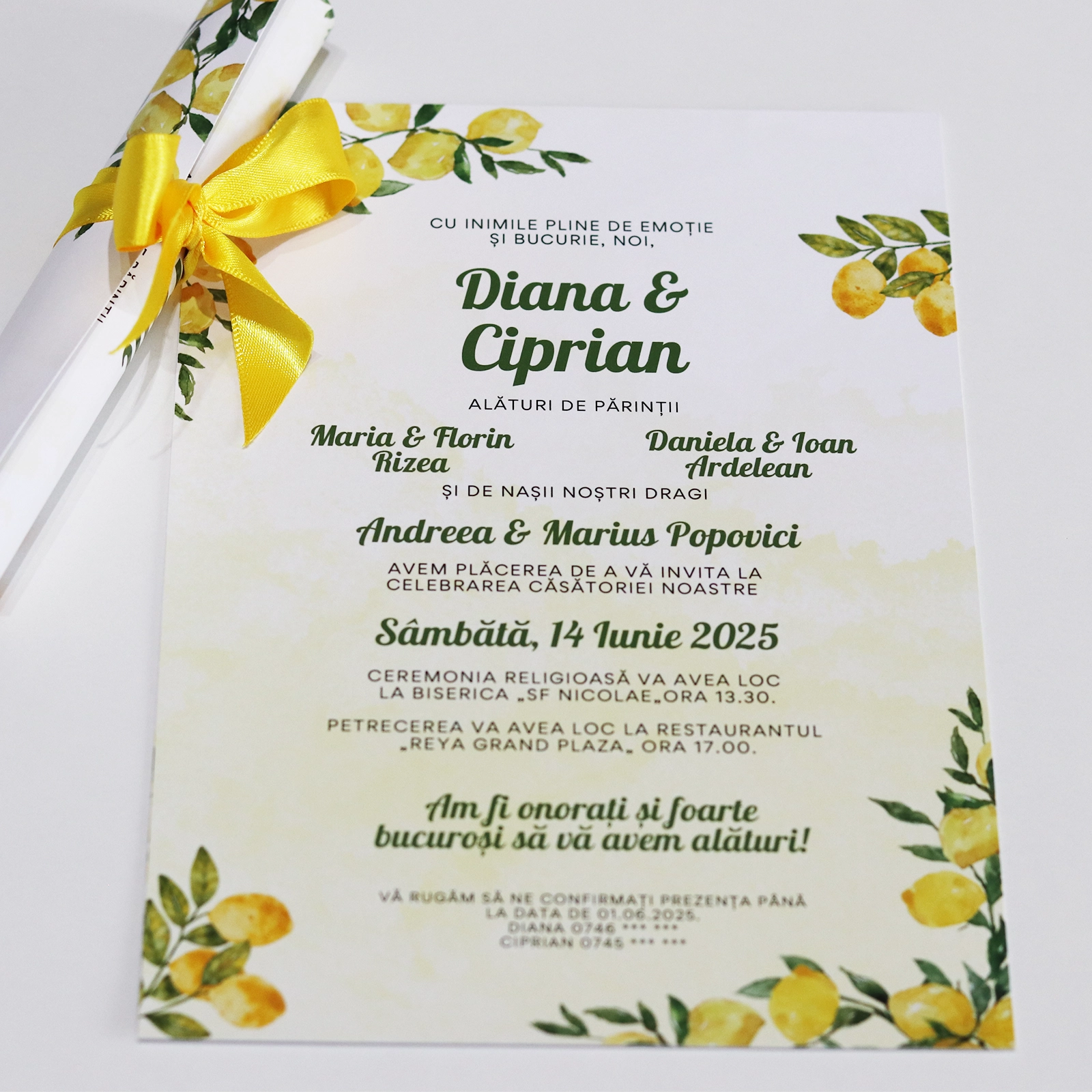 Invitație papirus nuntă cu lămâi [5]