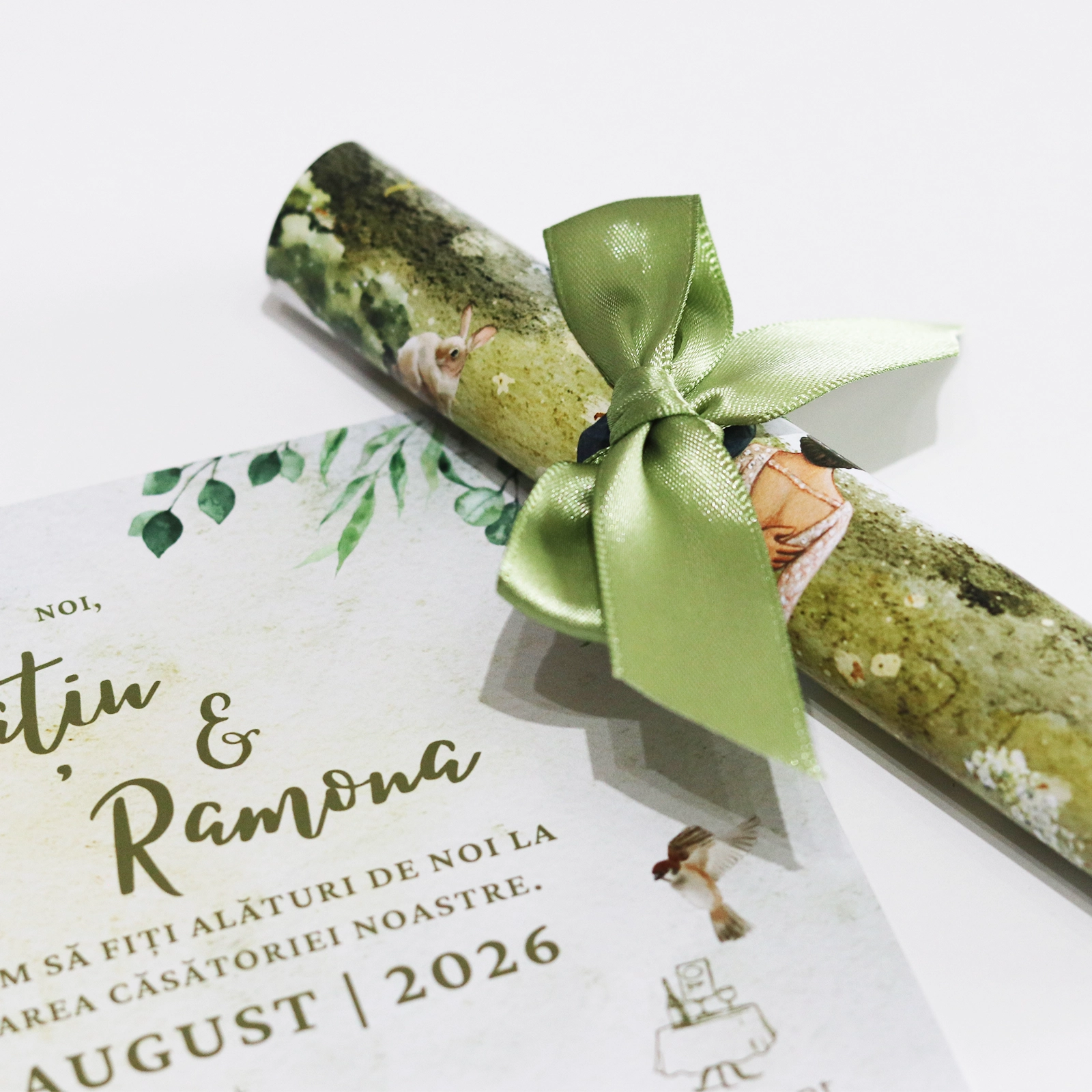 Invitație papirus nuntă cu miri [3]