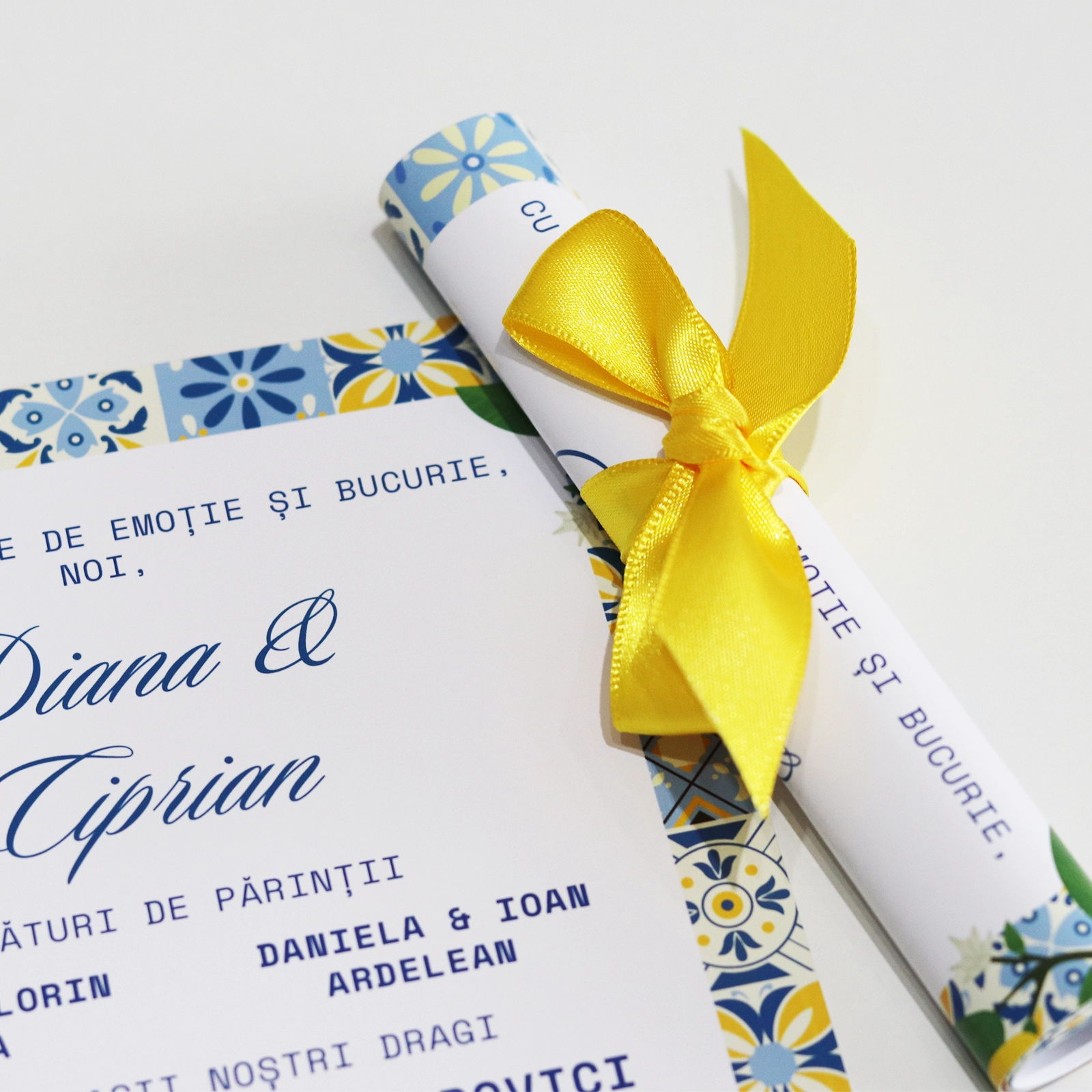 Invitație papirus nuntă „Mediterranean Blue” [3]