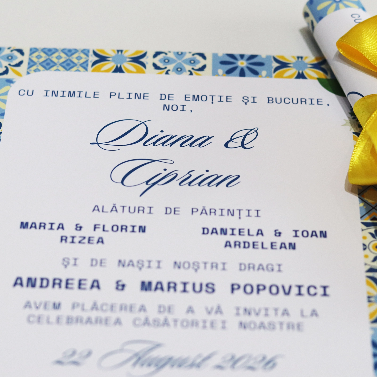 Invitație papirus nuntă „Mediterranean Blue” [5]