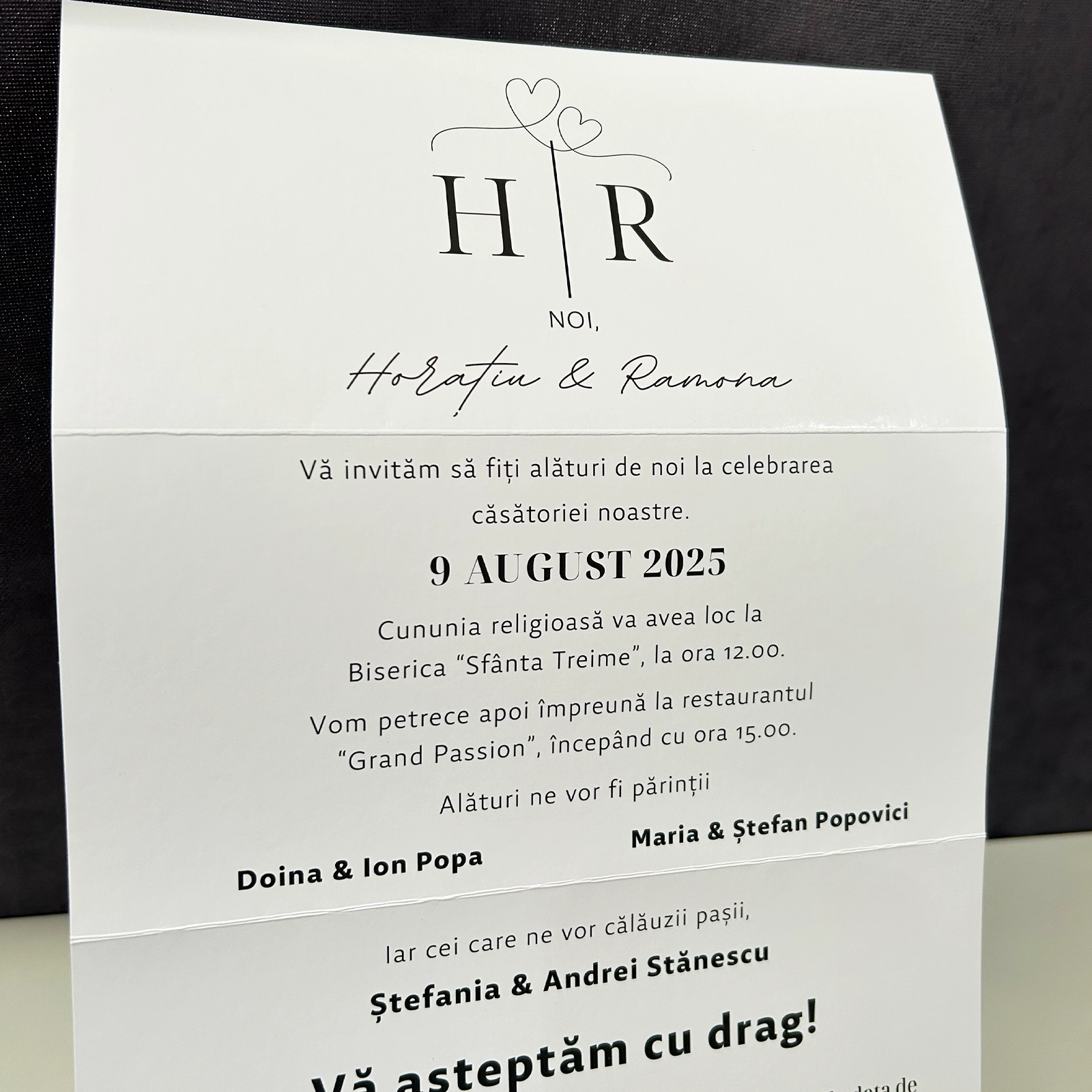 Invitație pliabilă nuntă cu inițiale [5]