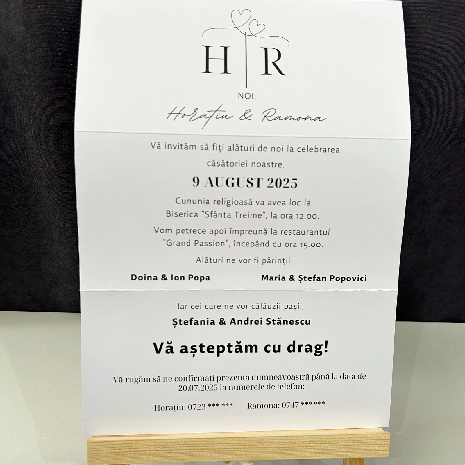 Invitație pliabilă nuntă cu inițiale [3]
