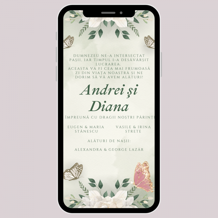 Invitație video de nuntă, model floral [1]