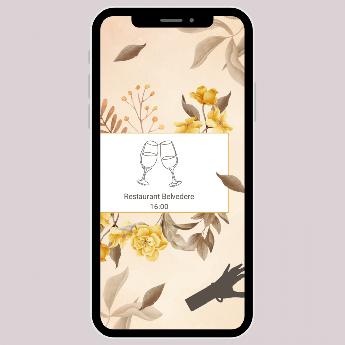 Invitație video de nuntă, model floral auriu [5]