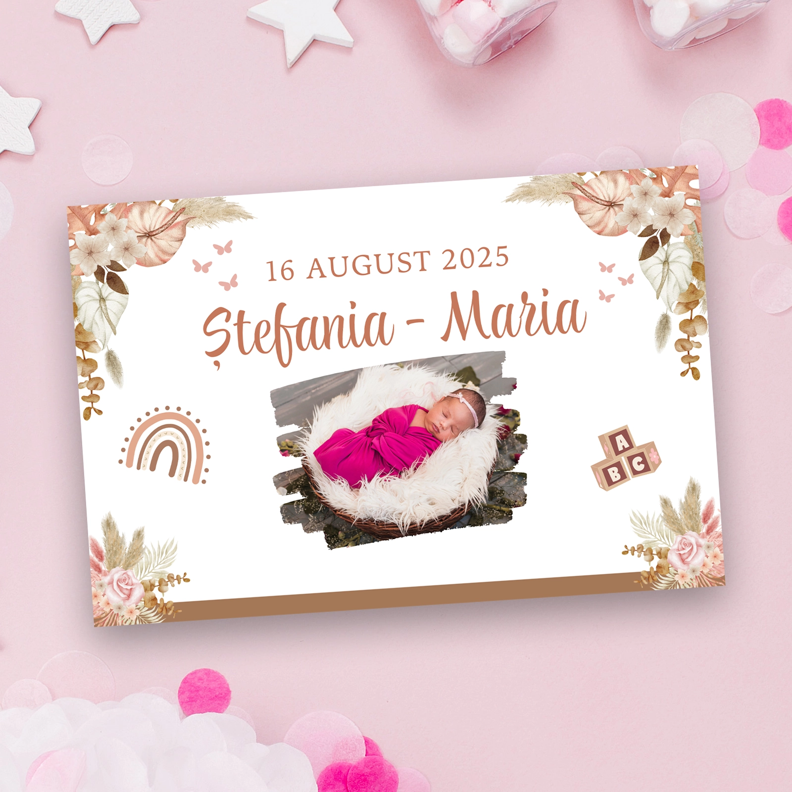 Mărturie magnetică botez model floral toamnă [1]