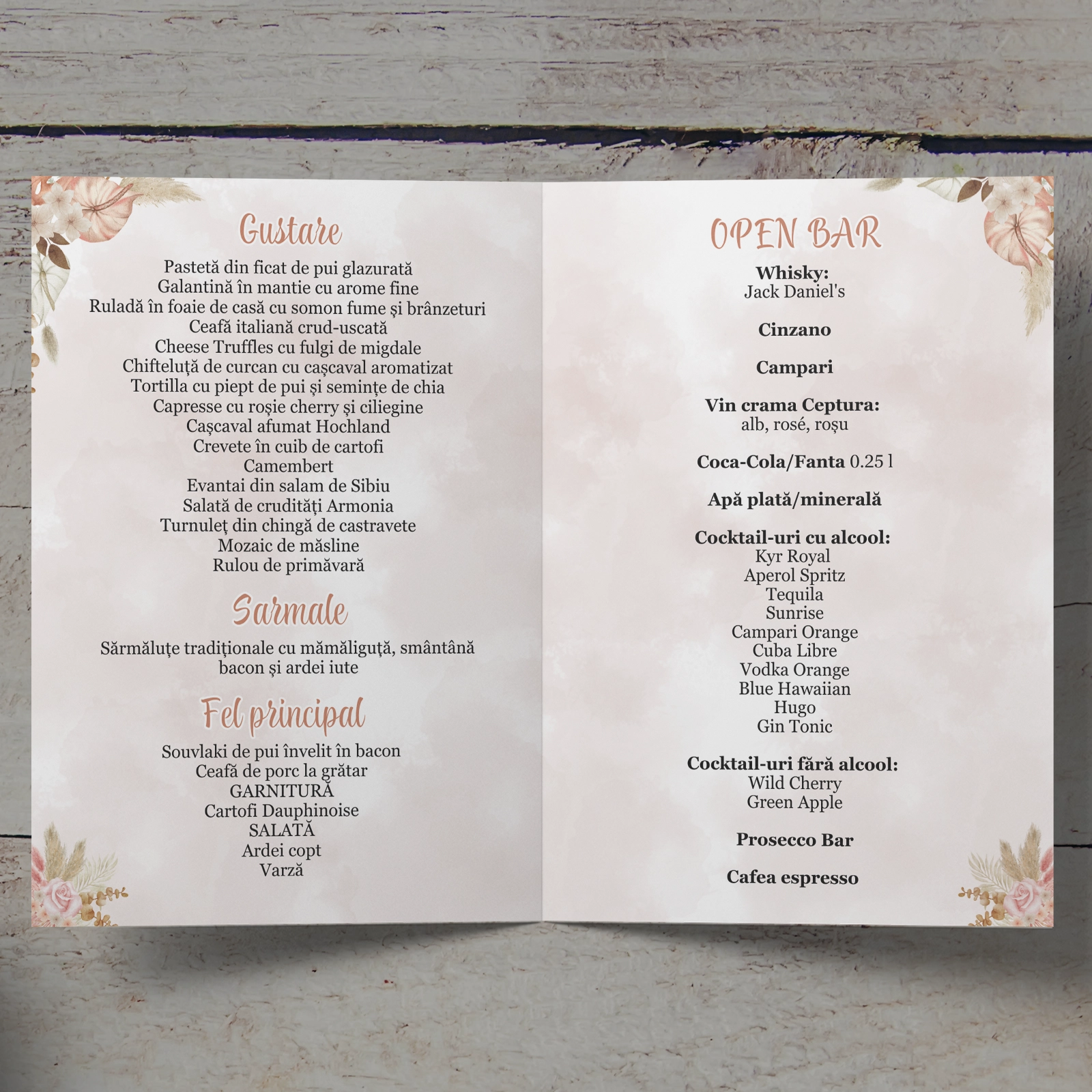 Meniu botez, model floral cu poza [3]