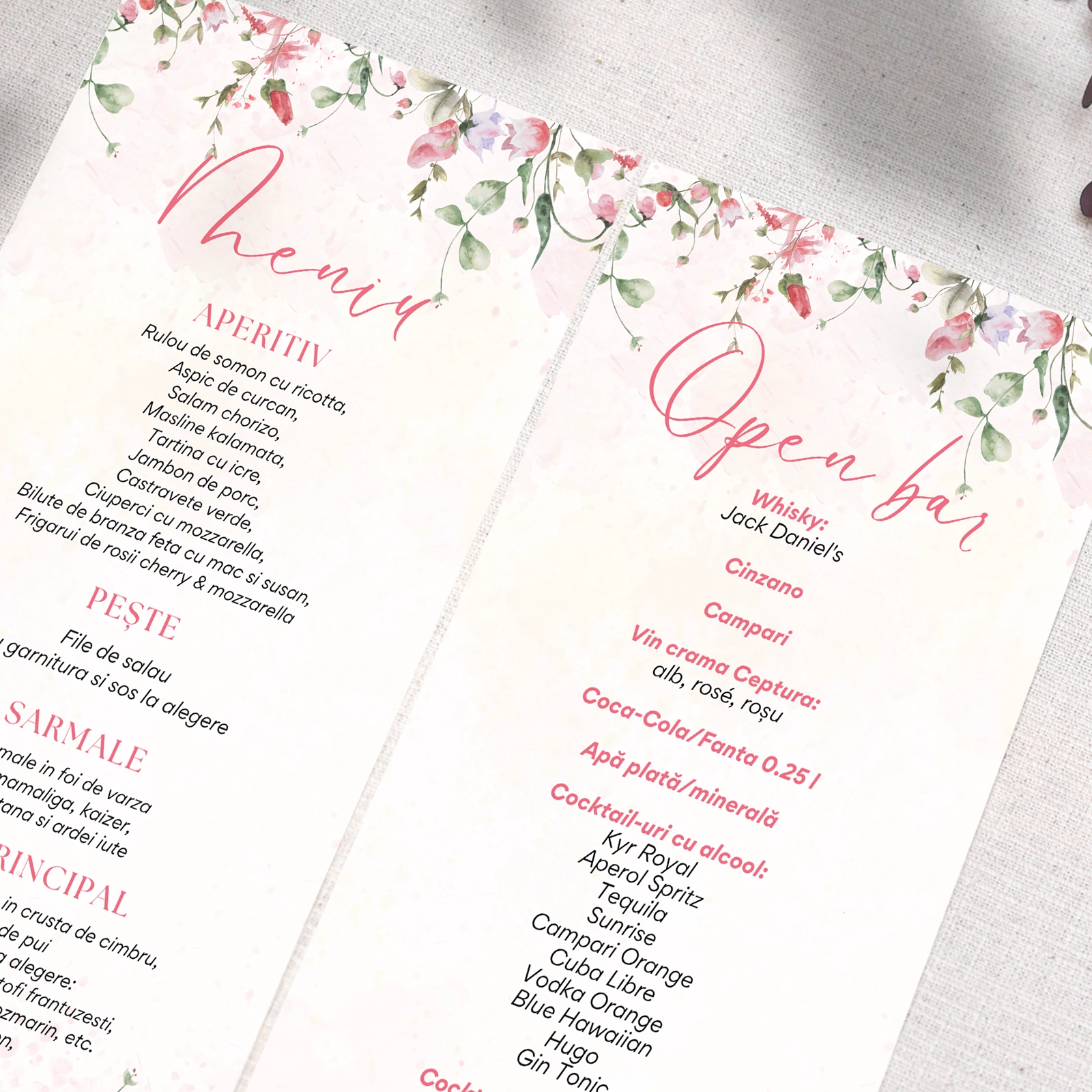 Meniu individual nuntă cu flori [2]