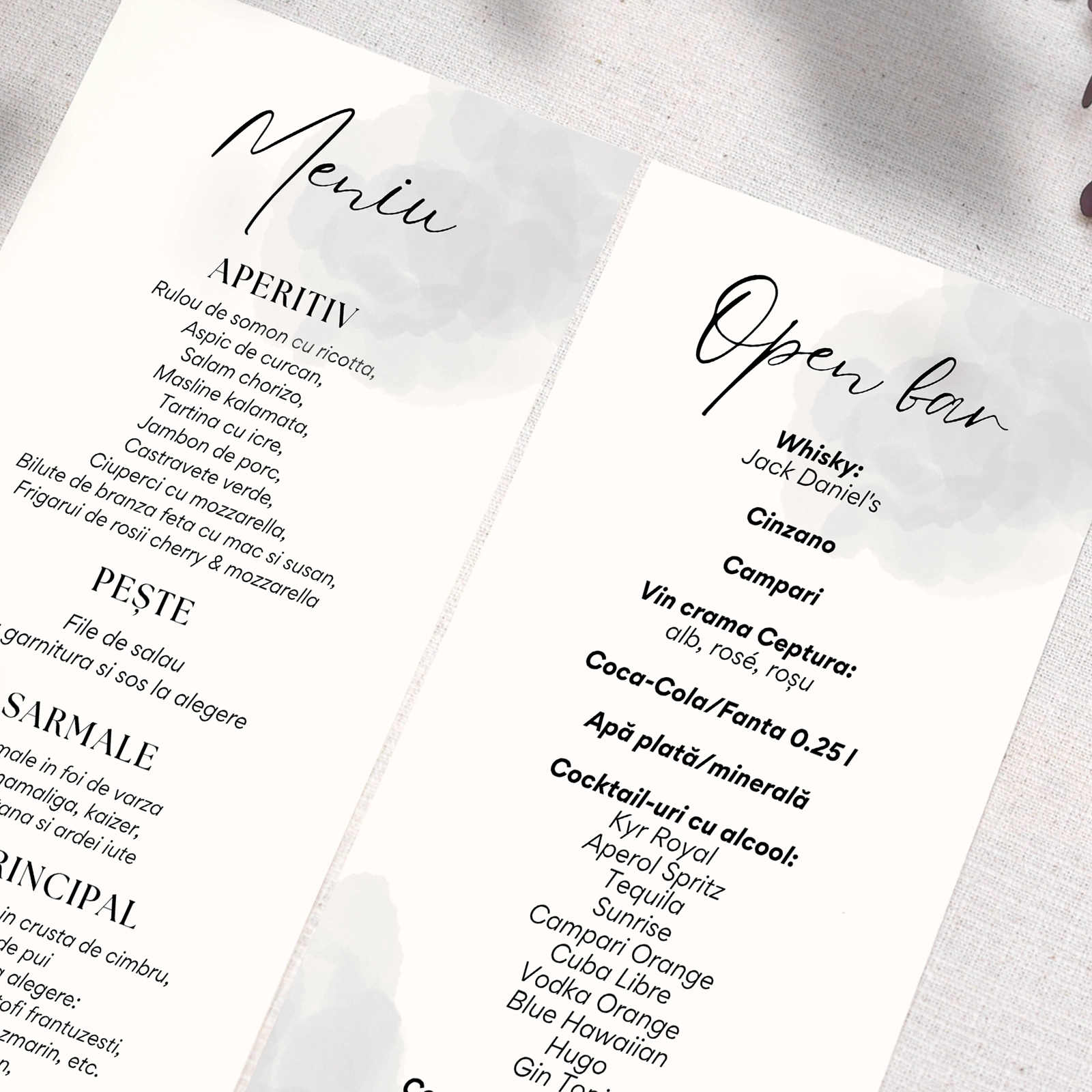 Meniu individual nuntă, fundal gri [2]