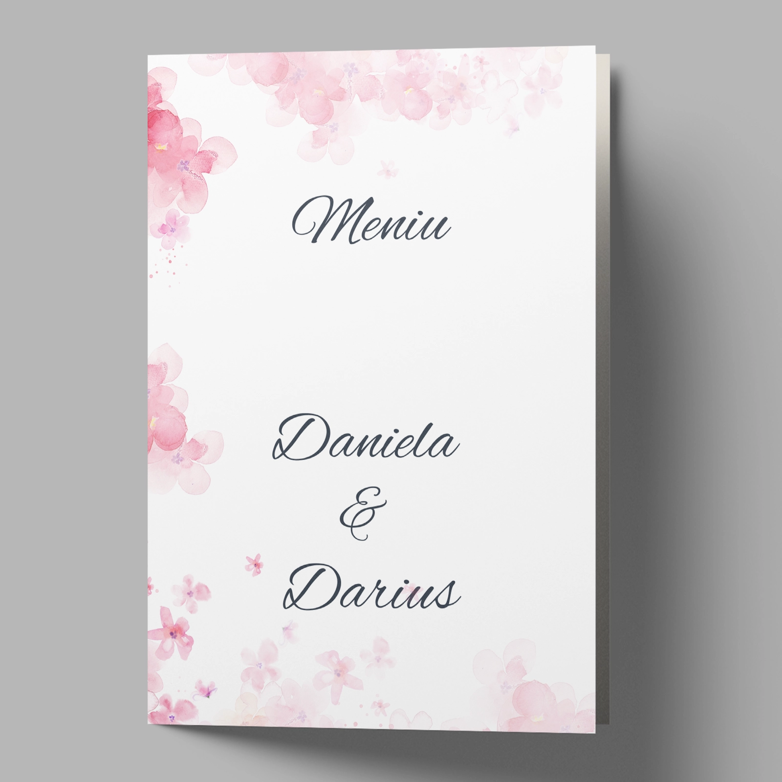 Meniu nuntă, design floral roz [3]