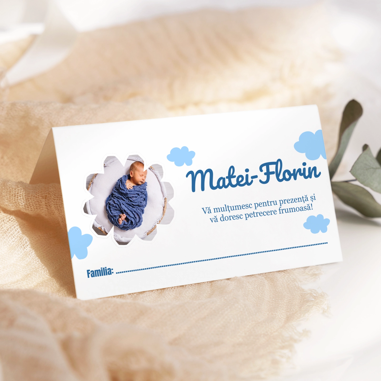 Plic bani botez albastru cu poză [2]