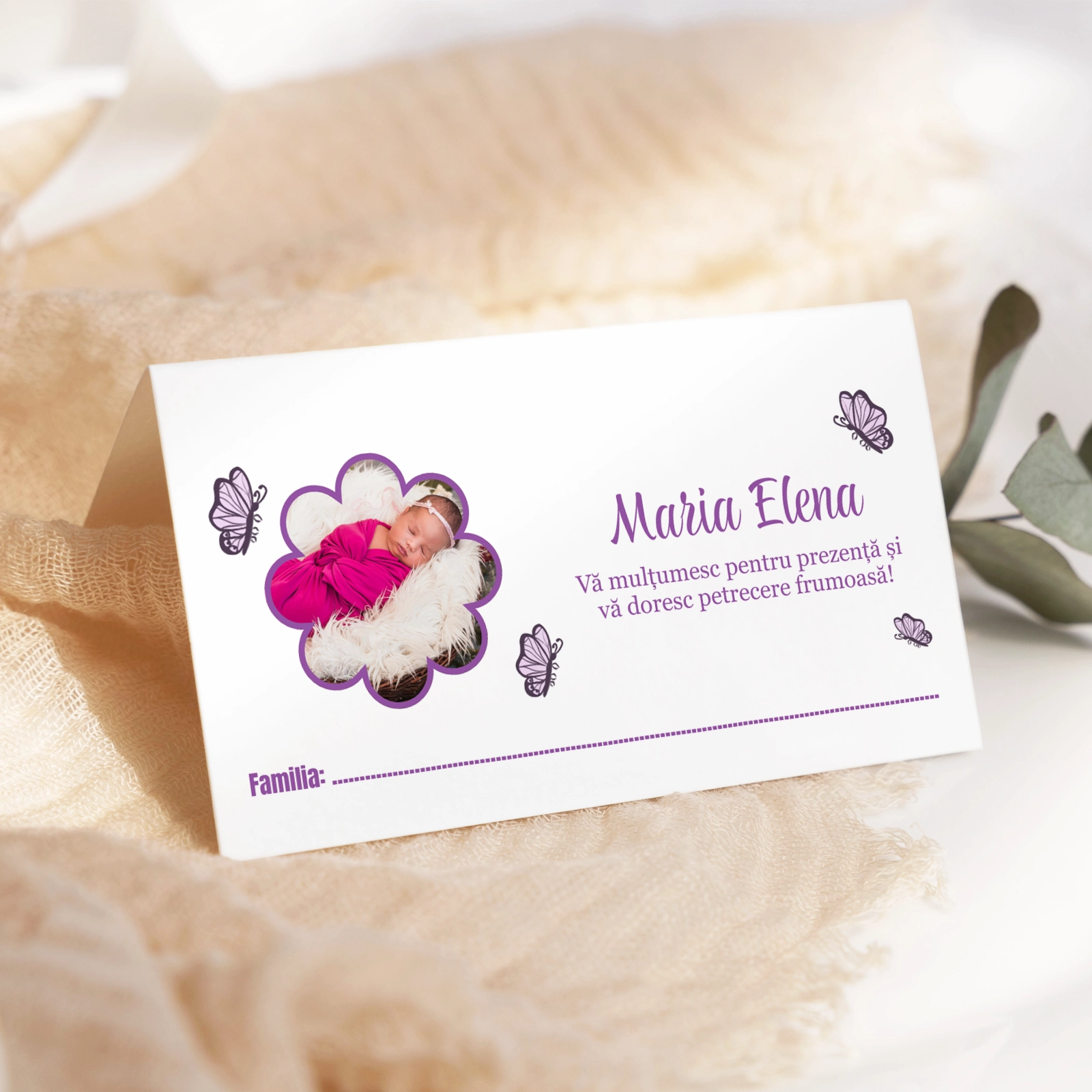 Plic bani botez mov cu poză [2]