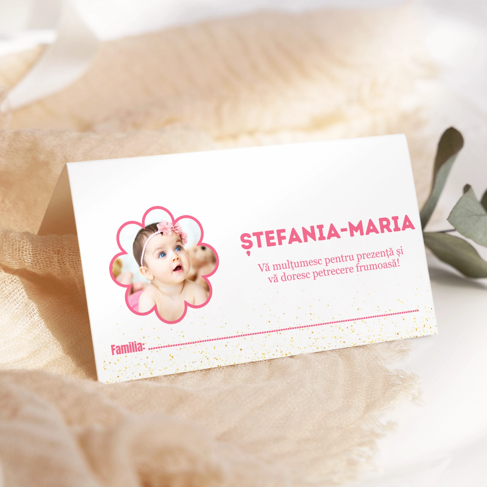 Plic bani botez roz cu auriu și poză [2]