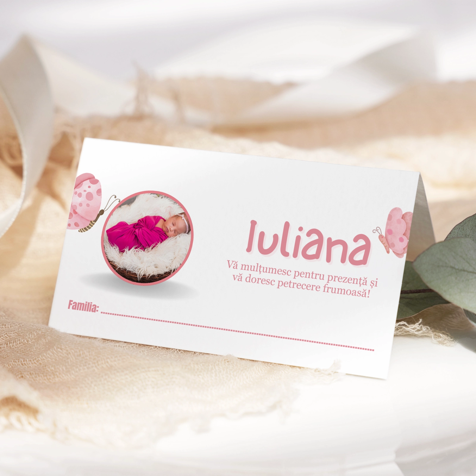 Plic bani botez roz cu fluturi [1]