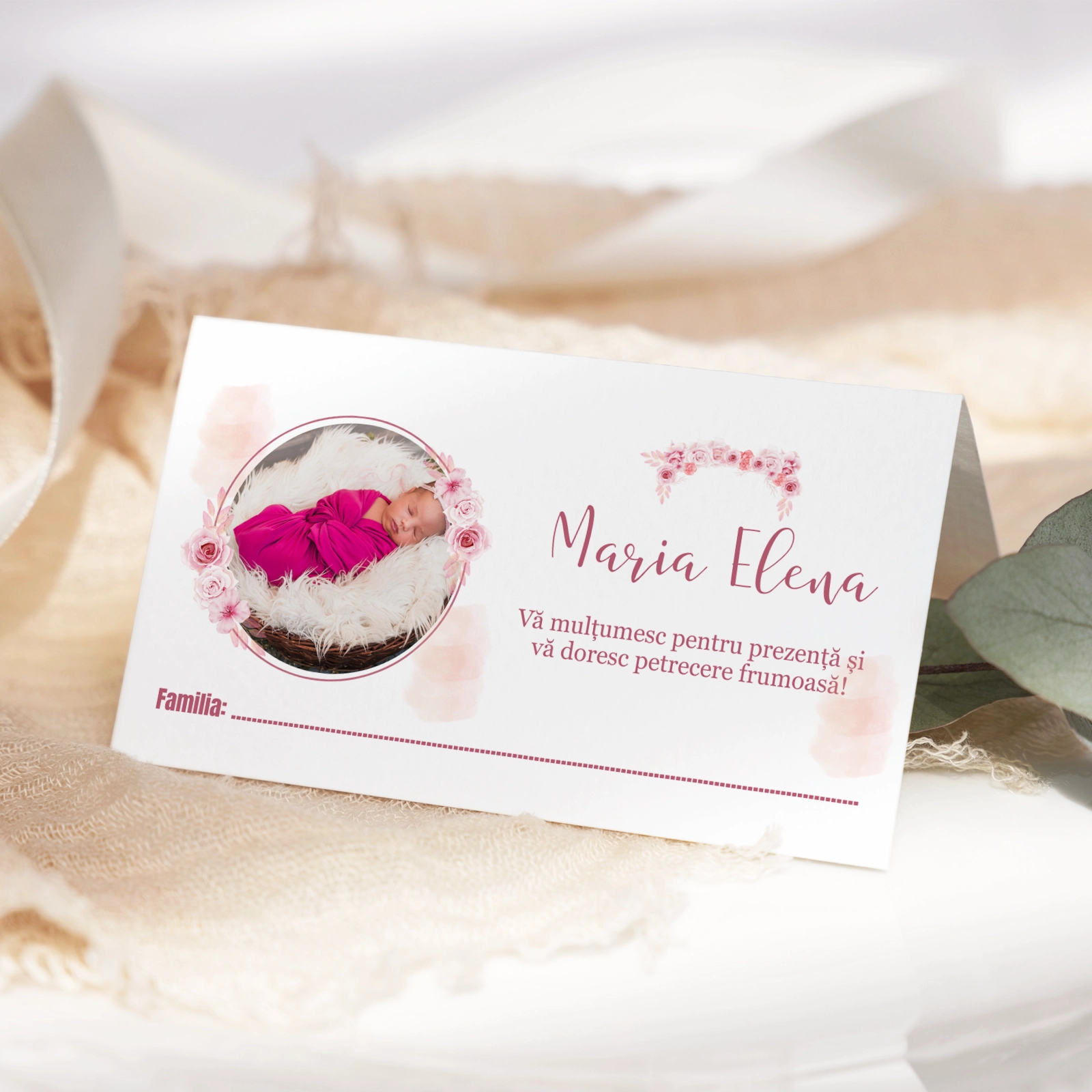 Plic bani botez roz cu poză [1]