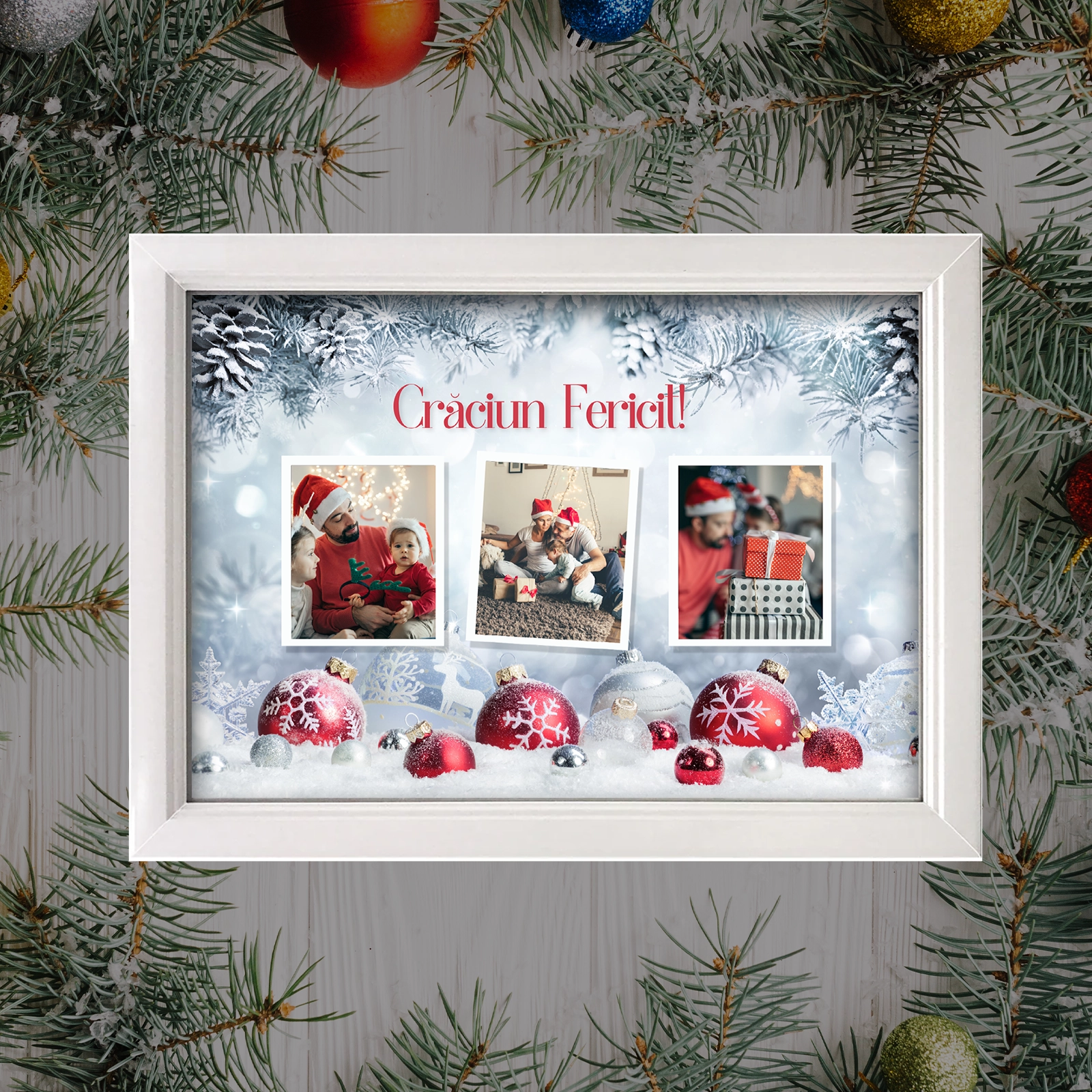 Tablou Crăciun personalizat cu 3 poze și mesaj [2]