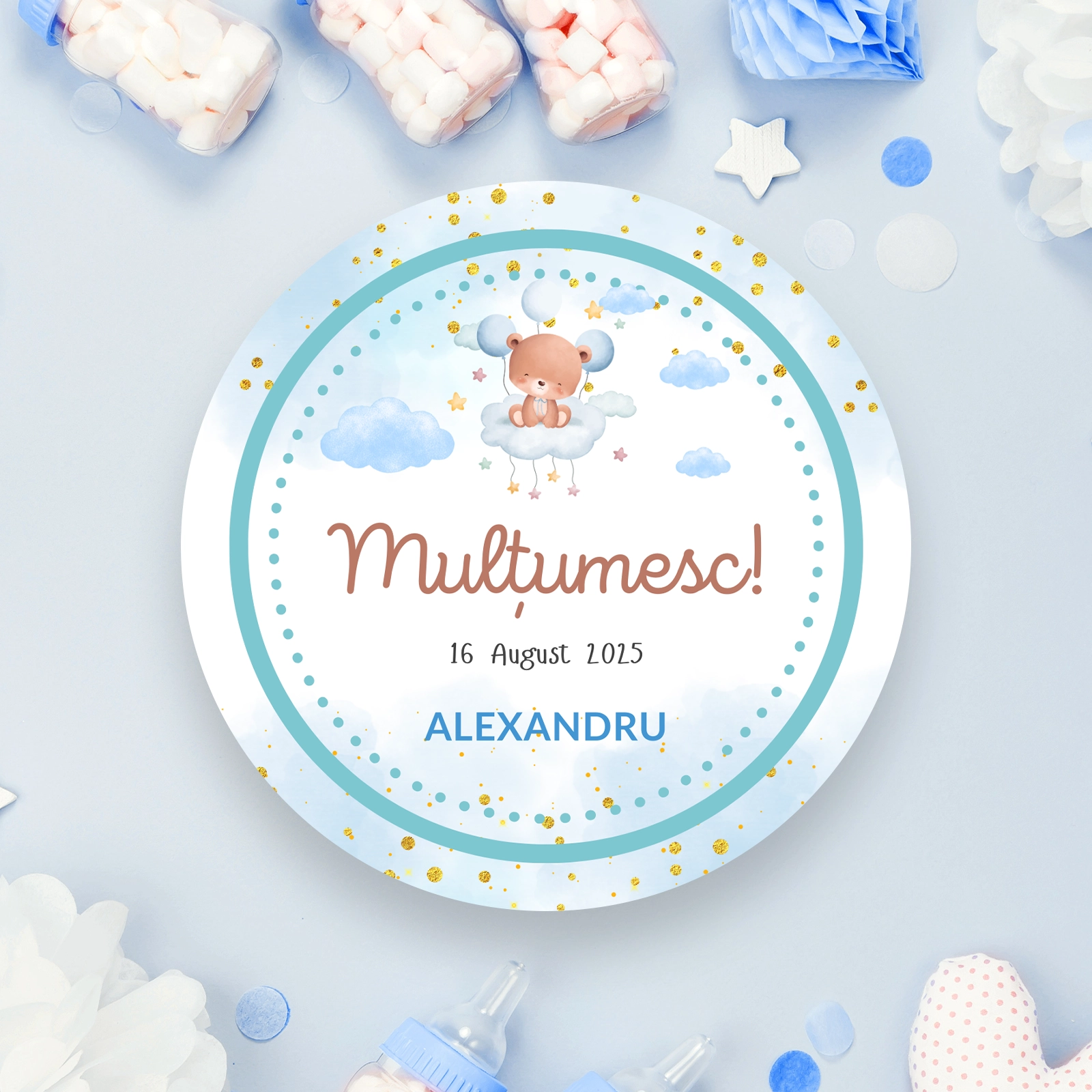 Etichete botez - Etichete botez cu ursuleț