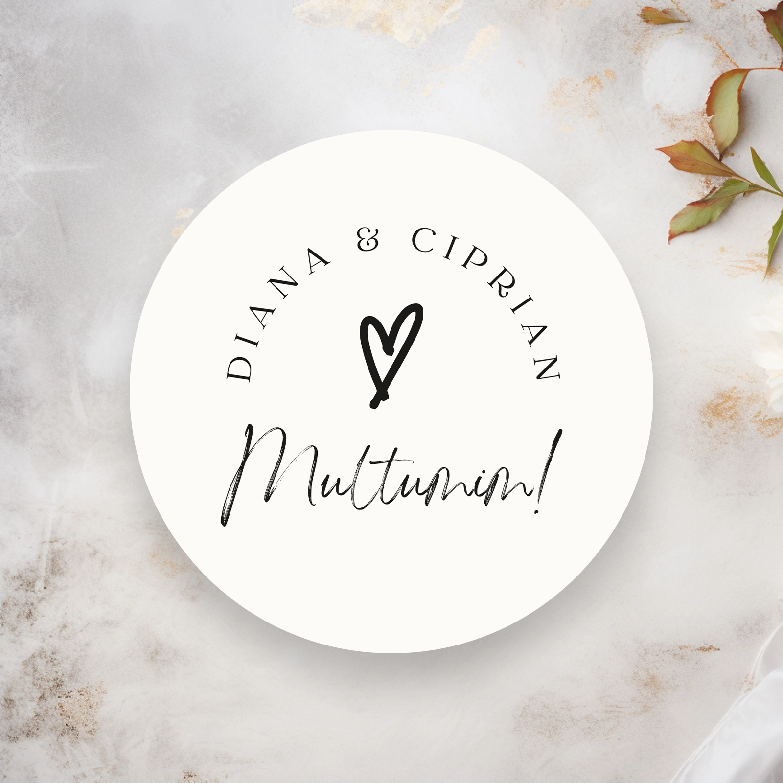 Nuntă - Etichete nunta cu inițiale și mesaj