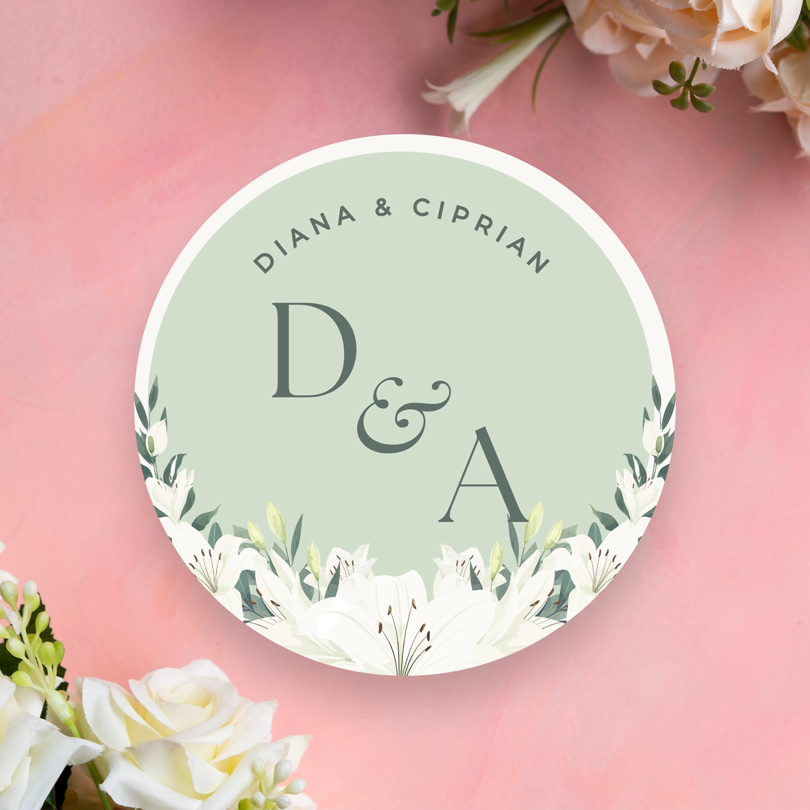 Nuntă - Etichete nunta moderne cu nume si inițiale