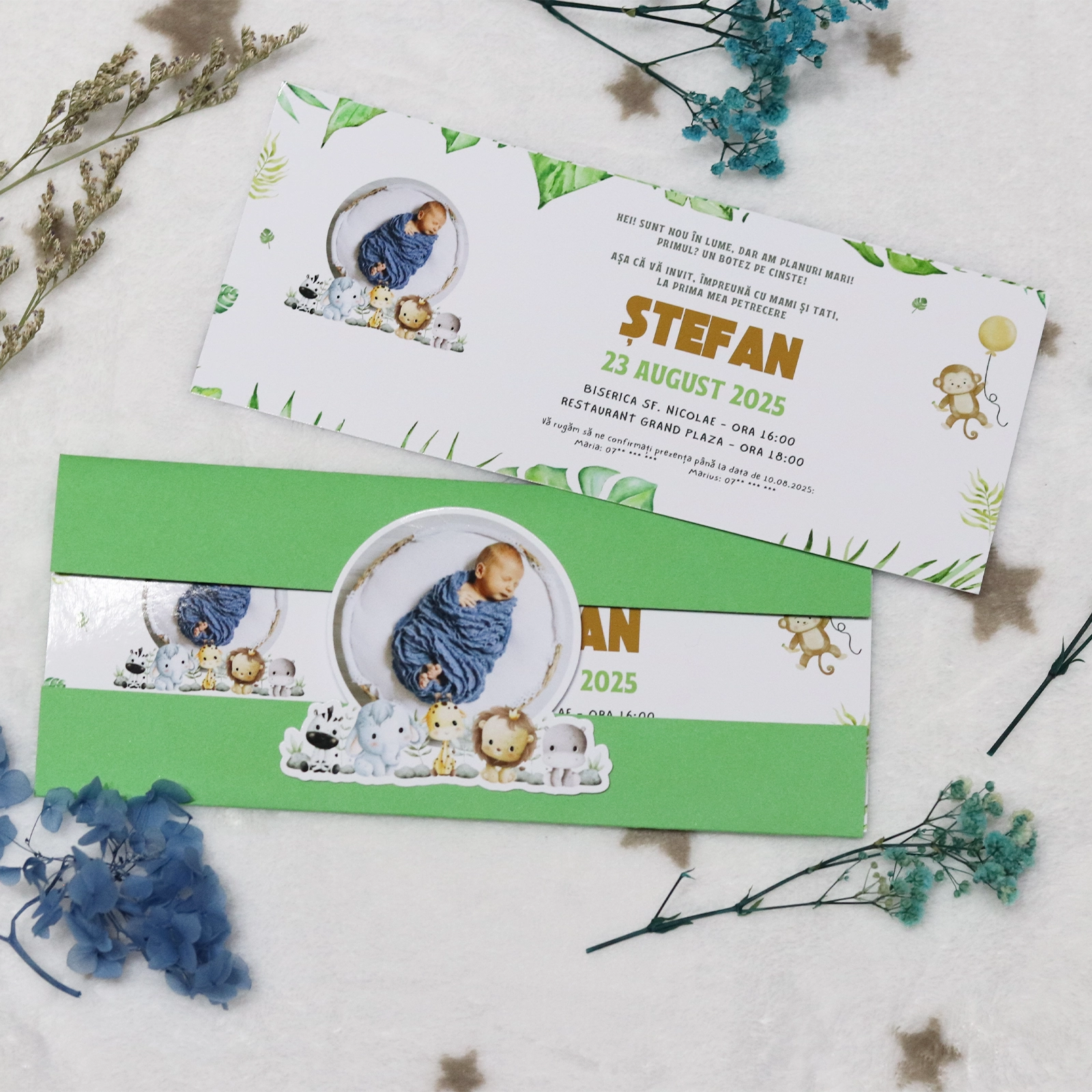 Invitații botez - Invitație botez cu desene și poză